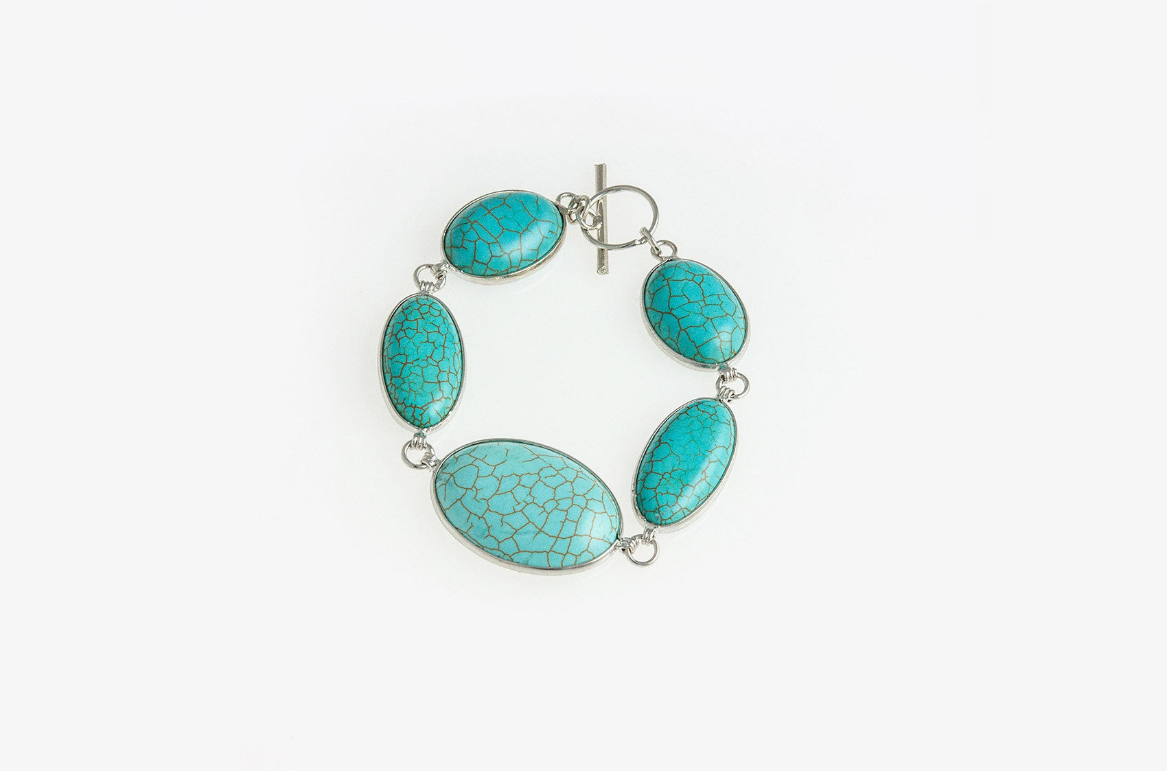 Turquoise stones silver flat Buffalo Girl Collective bracelet