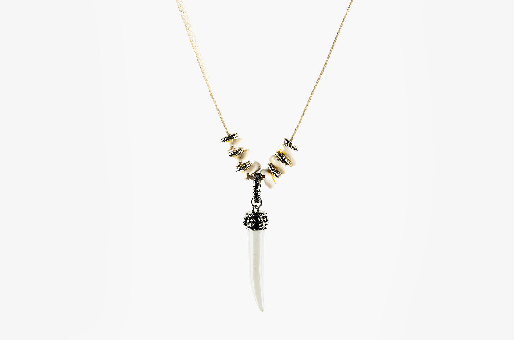 Shell and bone leather necklace