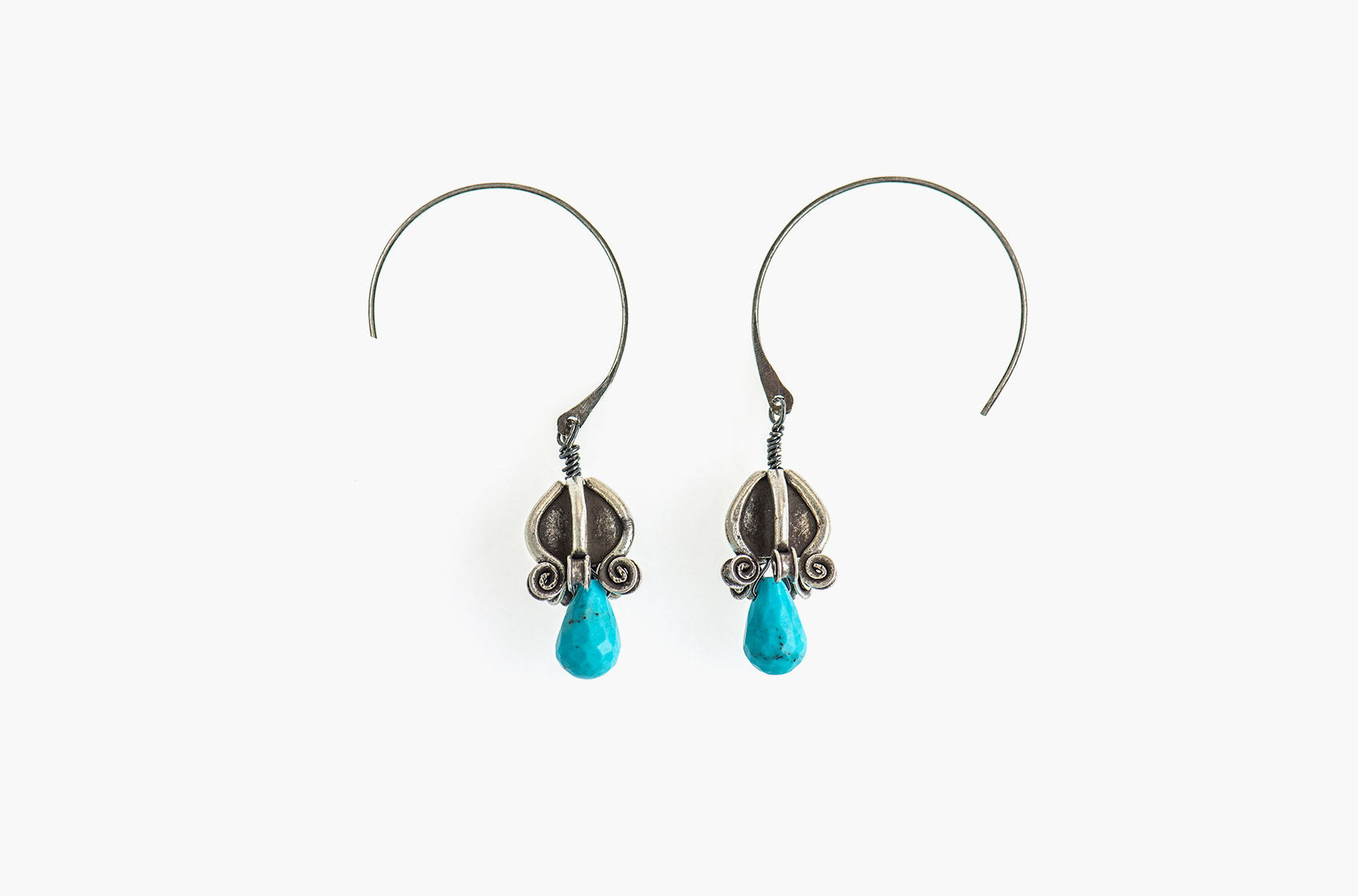 Silver & Stone. Artisan turquoise earrings