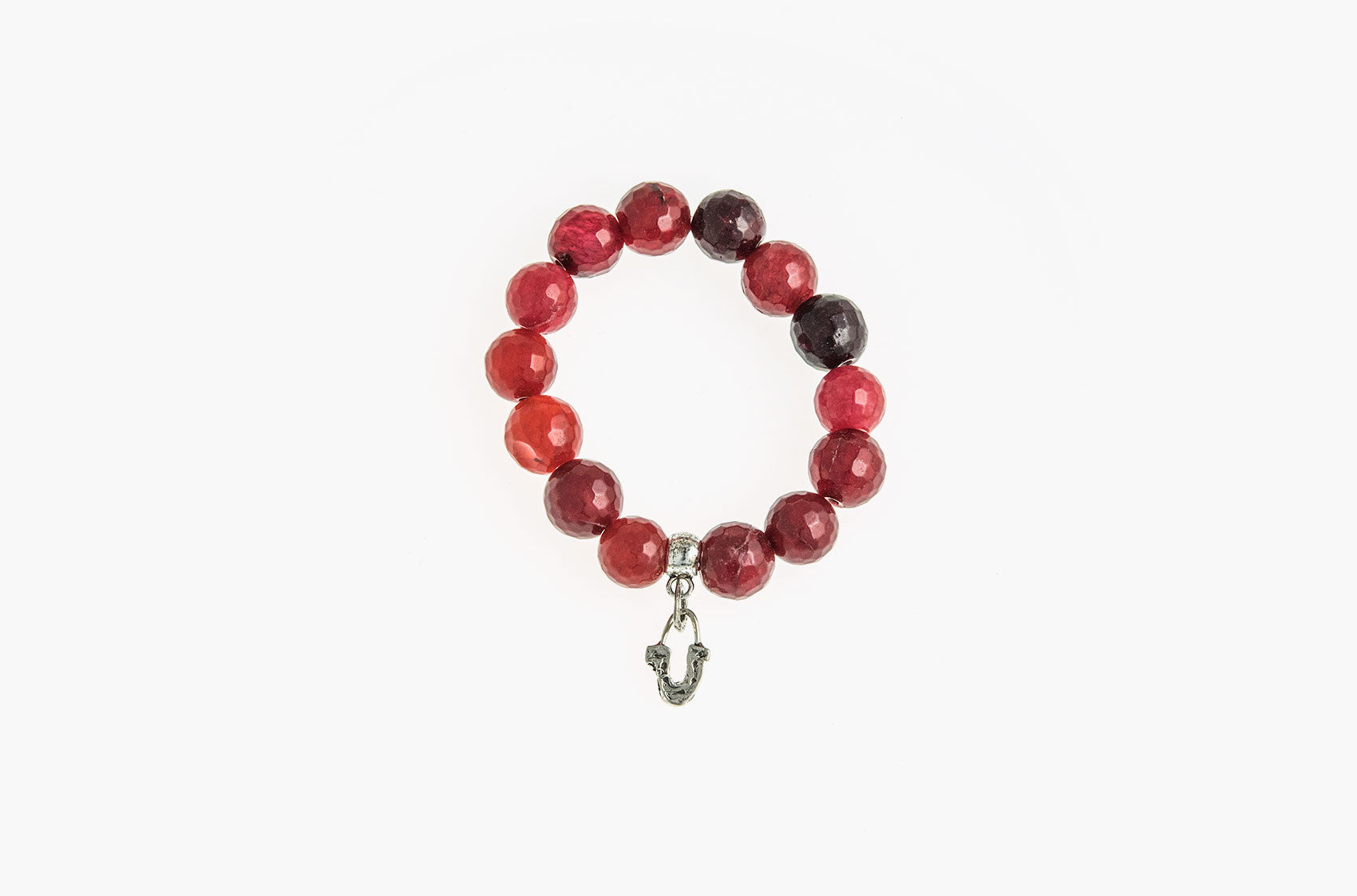 Silver & Stone. Red Malay jade and silver bracelet small