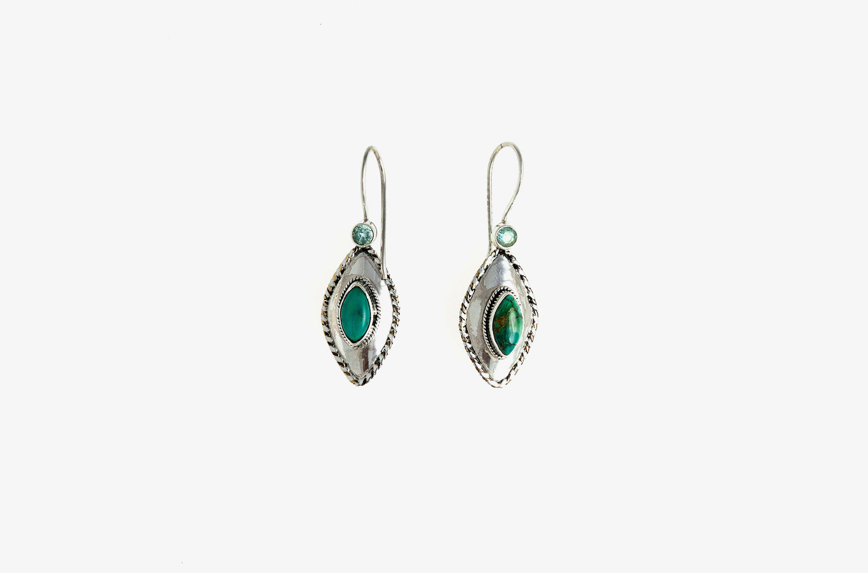 Silver & Stone. Topaz and turquoise earrings