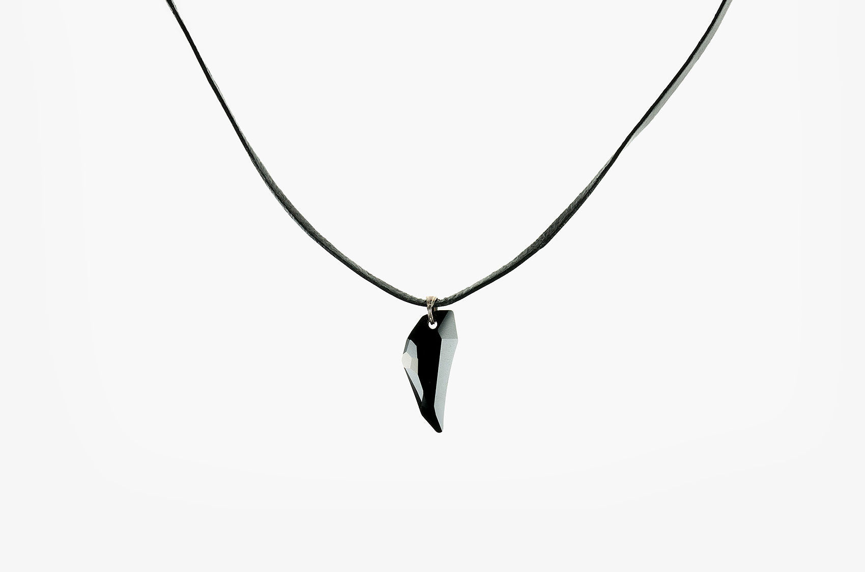 Swarovski Jet Black Wolf Tooth leather necklace