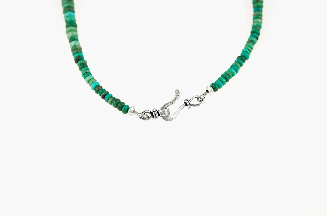 Tribal turquoise disc necklace back