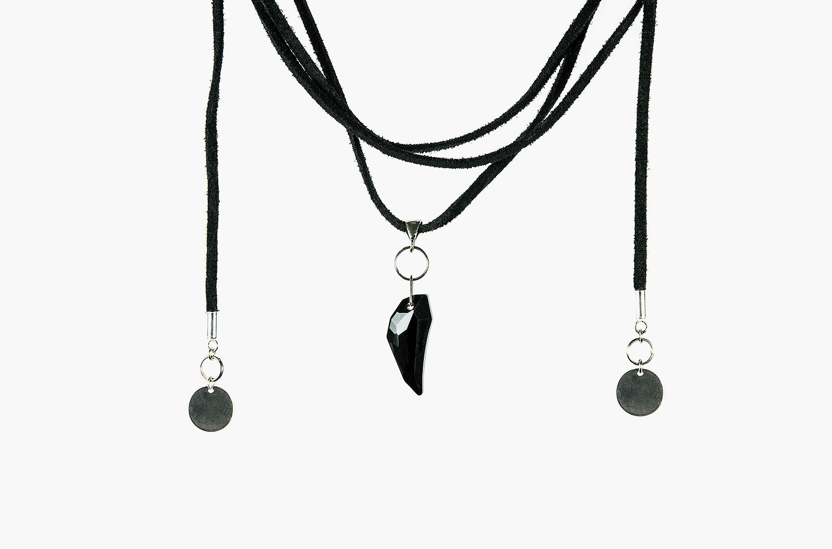 Wolf Tooth long wrap leather necklace silver
