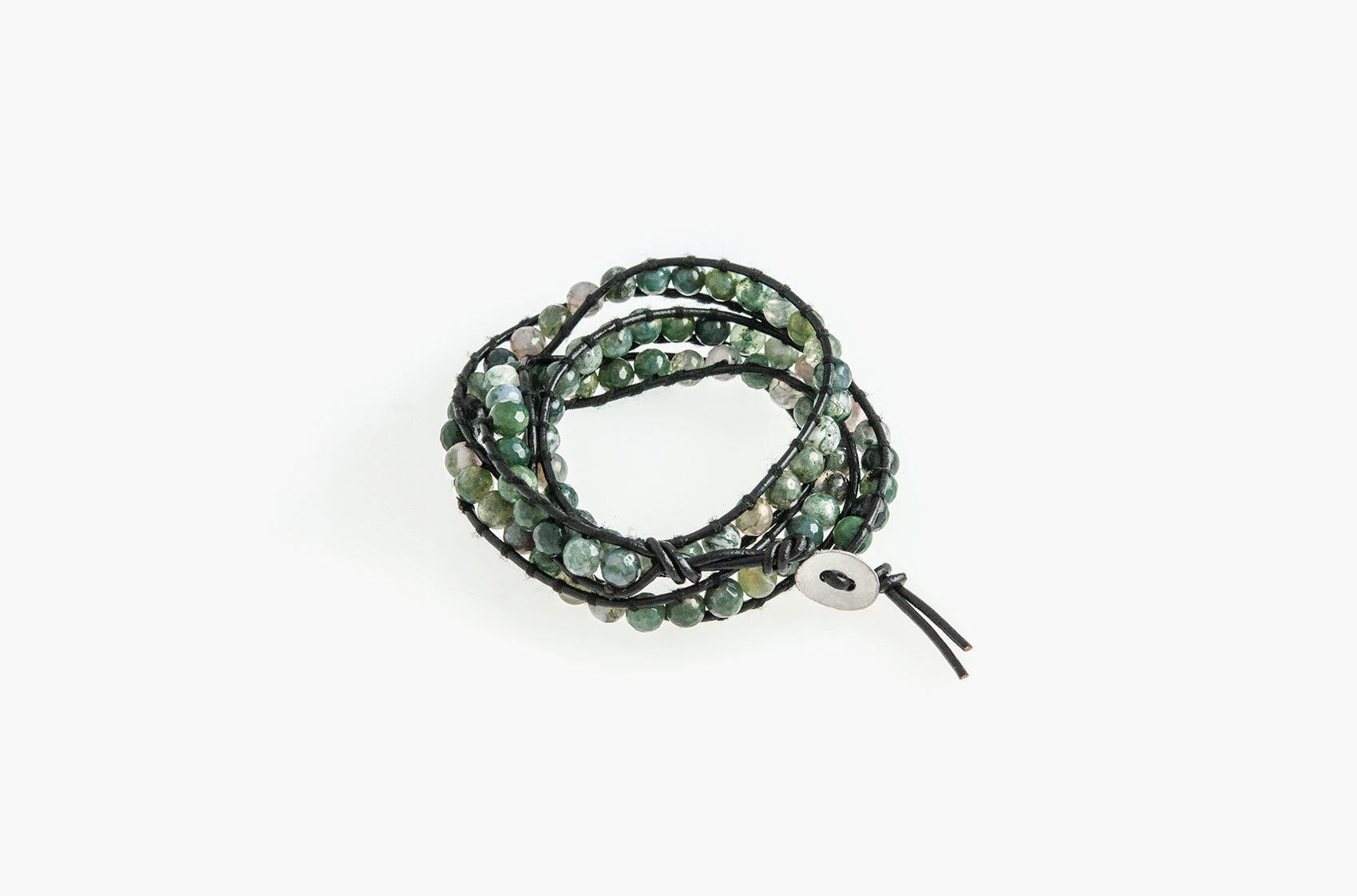 Green agate wrap bracelet