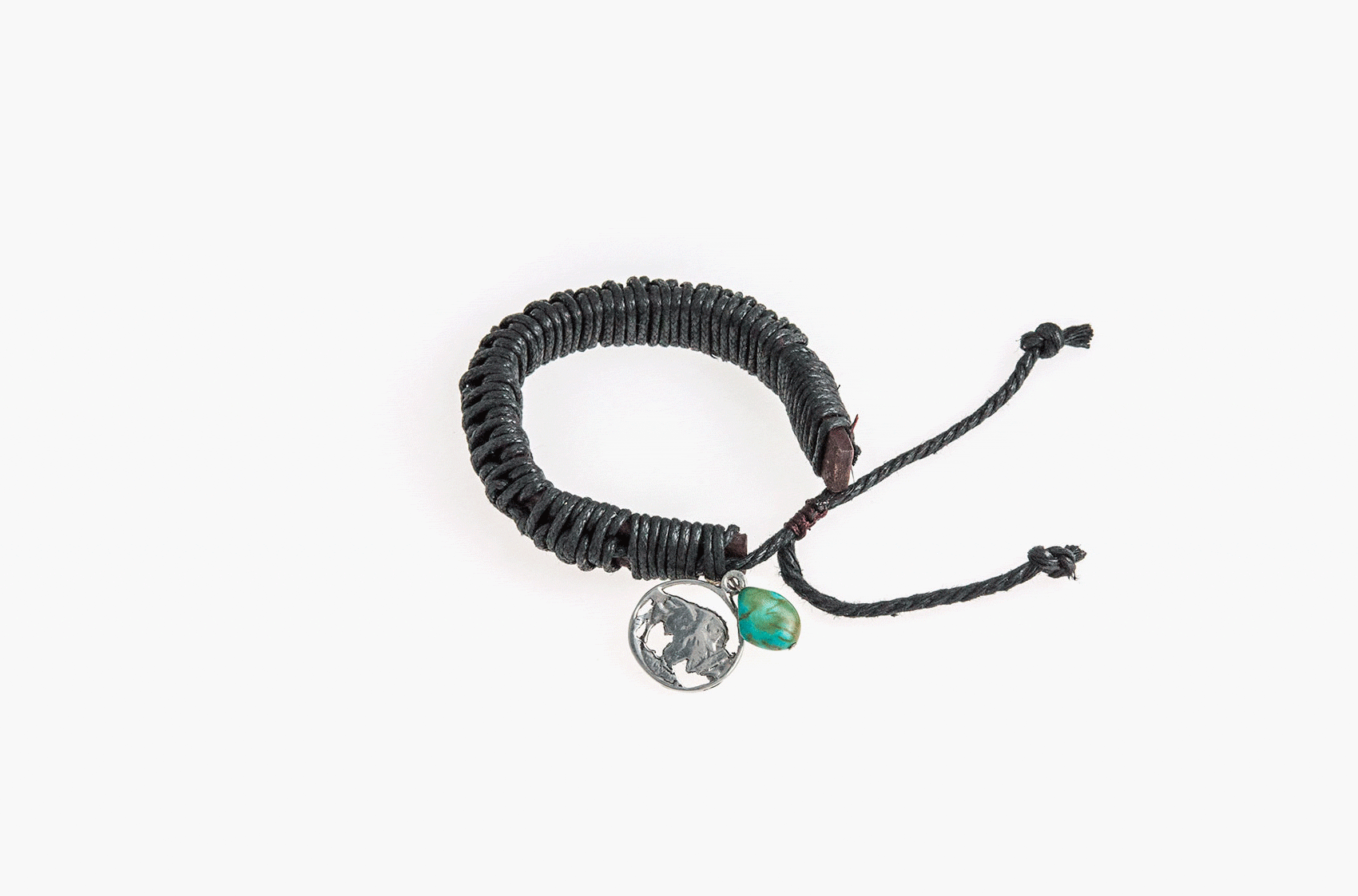 Leather and cord bracelet with turquoise