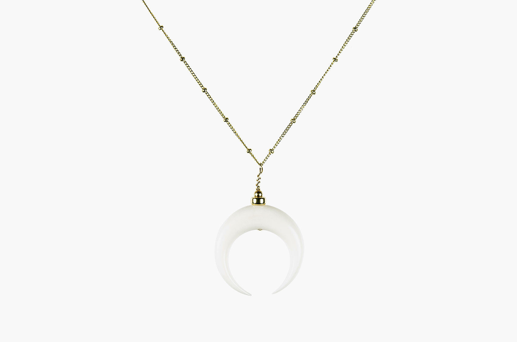 Little Big Horn. Large crescent necklace ivory with gold