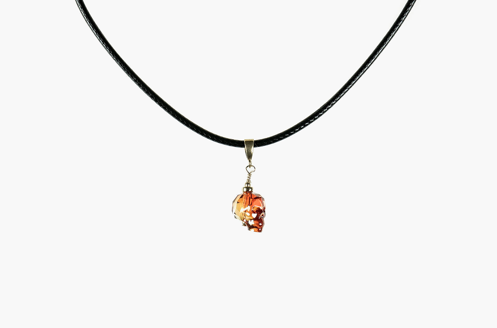 Lovely Bones Swarovski Baby Skull choker red magma with gold