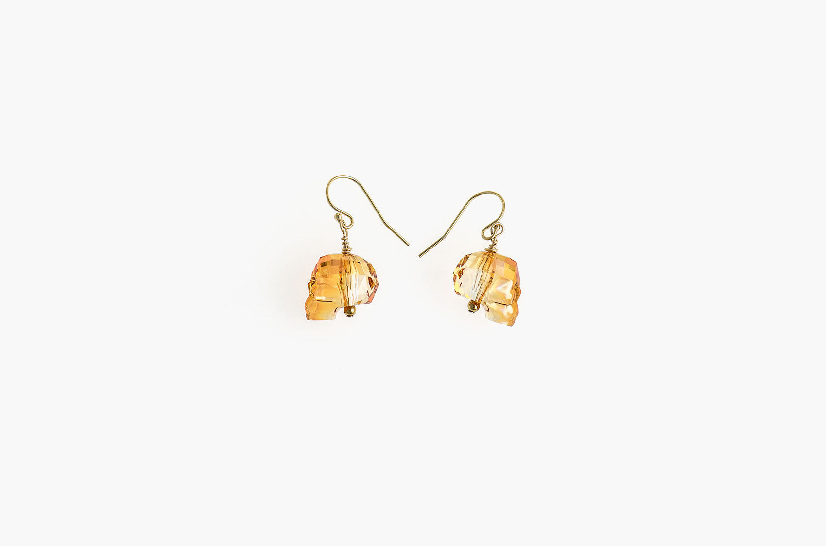 Lovely Bones Swarovski Skull earrings Sunshine with 14kt gold filled earwires