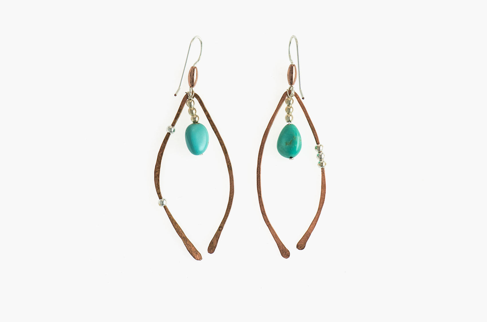 Metal & Stone. Artisan arches earrings Copper/silver earwires