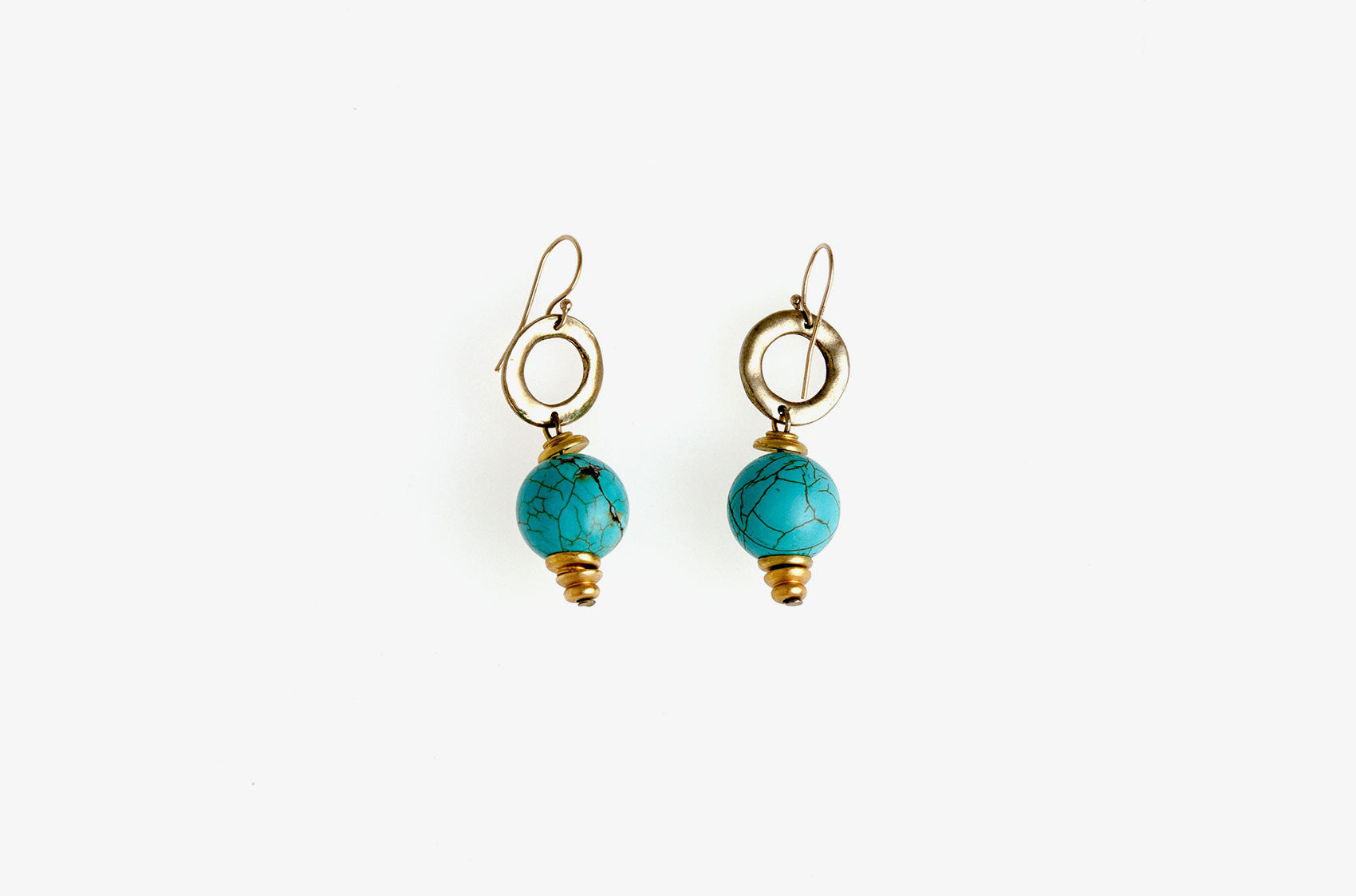 Metal & Stone. Petite turquoise earrings
