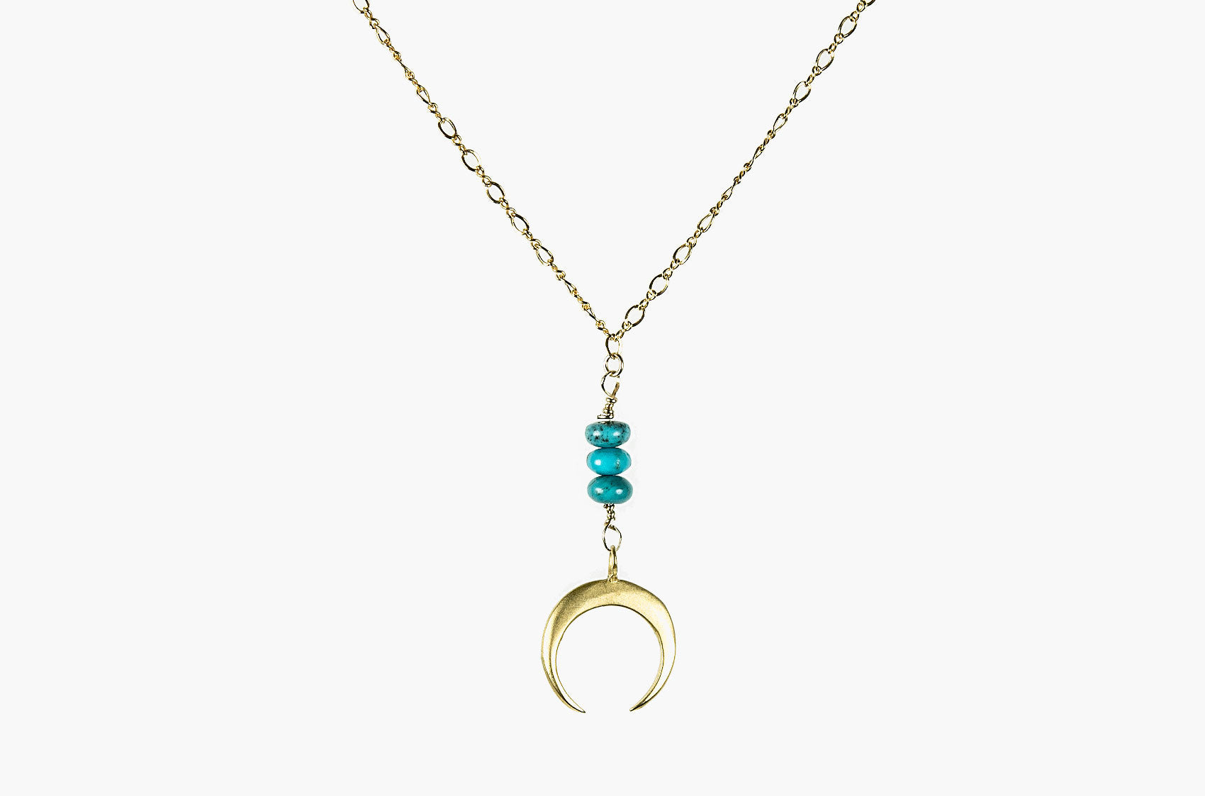 Metal & Stone. Turquoise and precious metal crescent gold