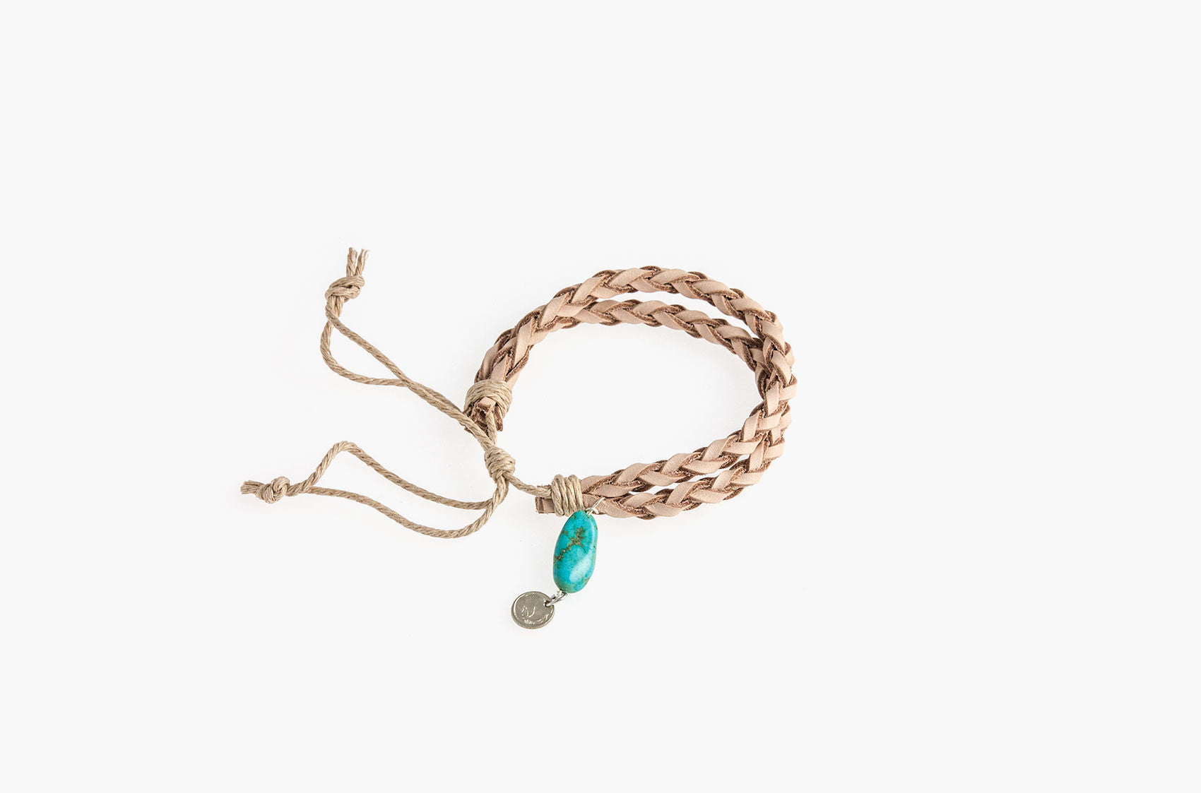 Natural braided leather bracelet with turquoise