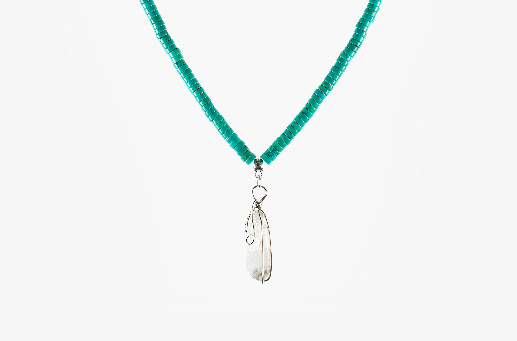 Quartz crystal nugget and turquoise magnesite necklace