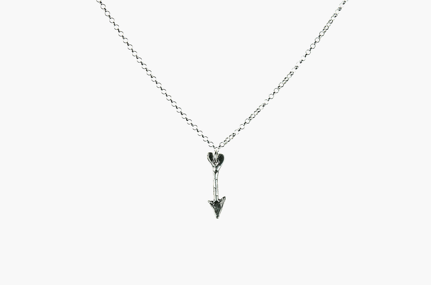 Rustic artisan arrow necklace in sterling silver