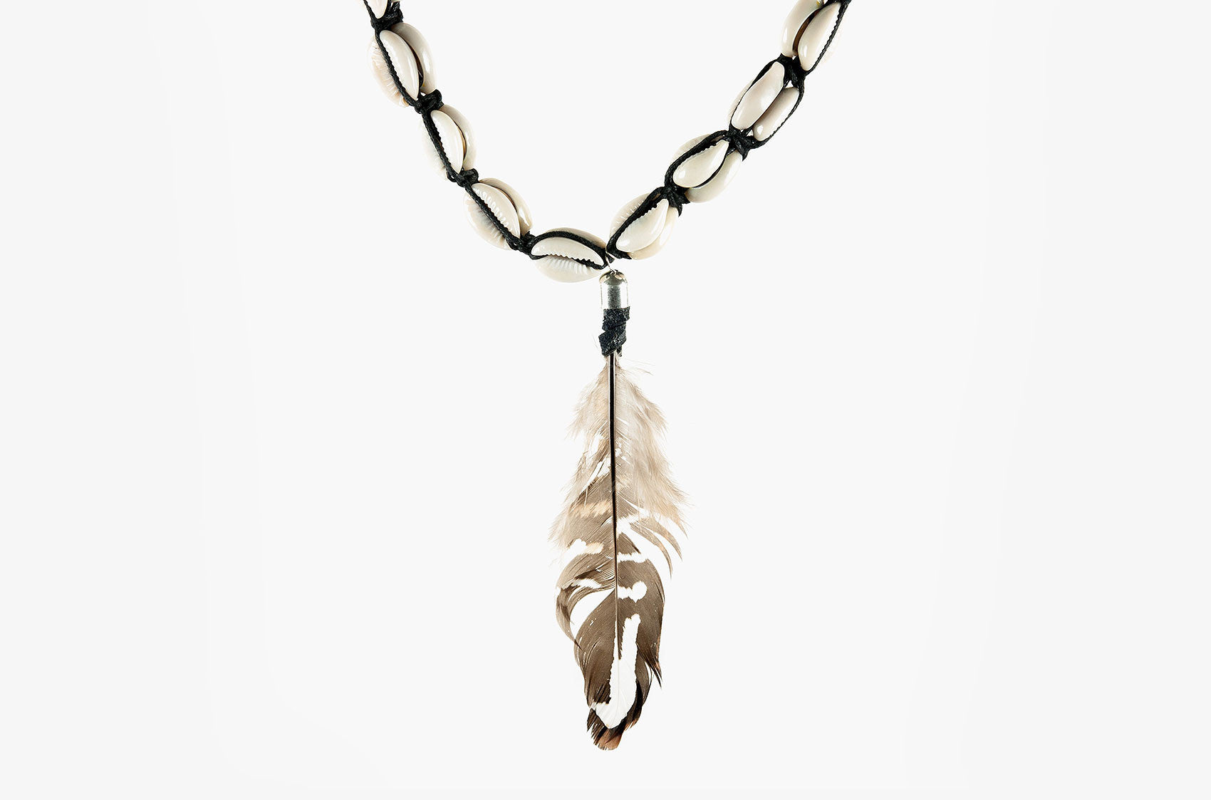 Shell and feather necklace