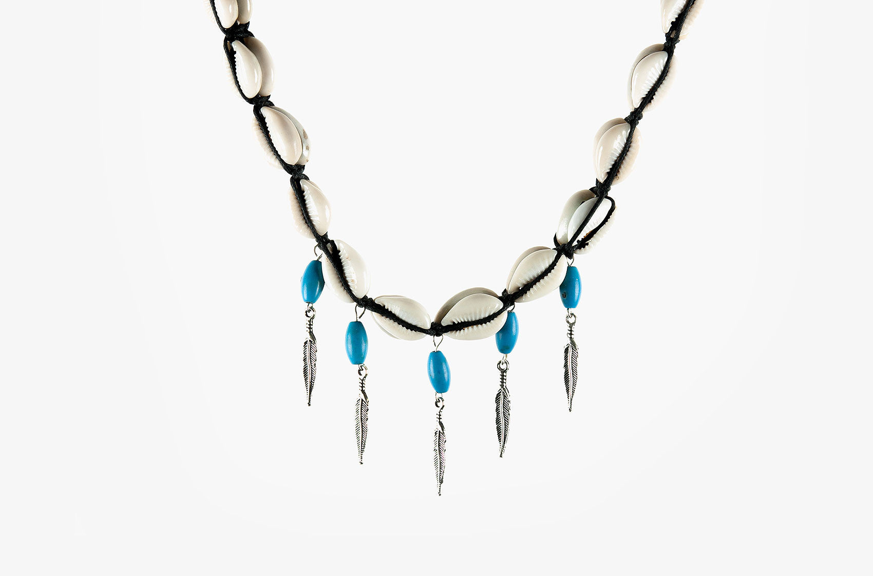 Shell, turquoise and arrow charm necklace