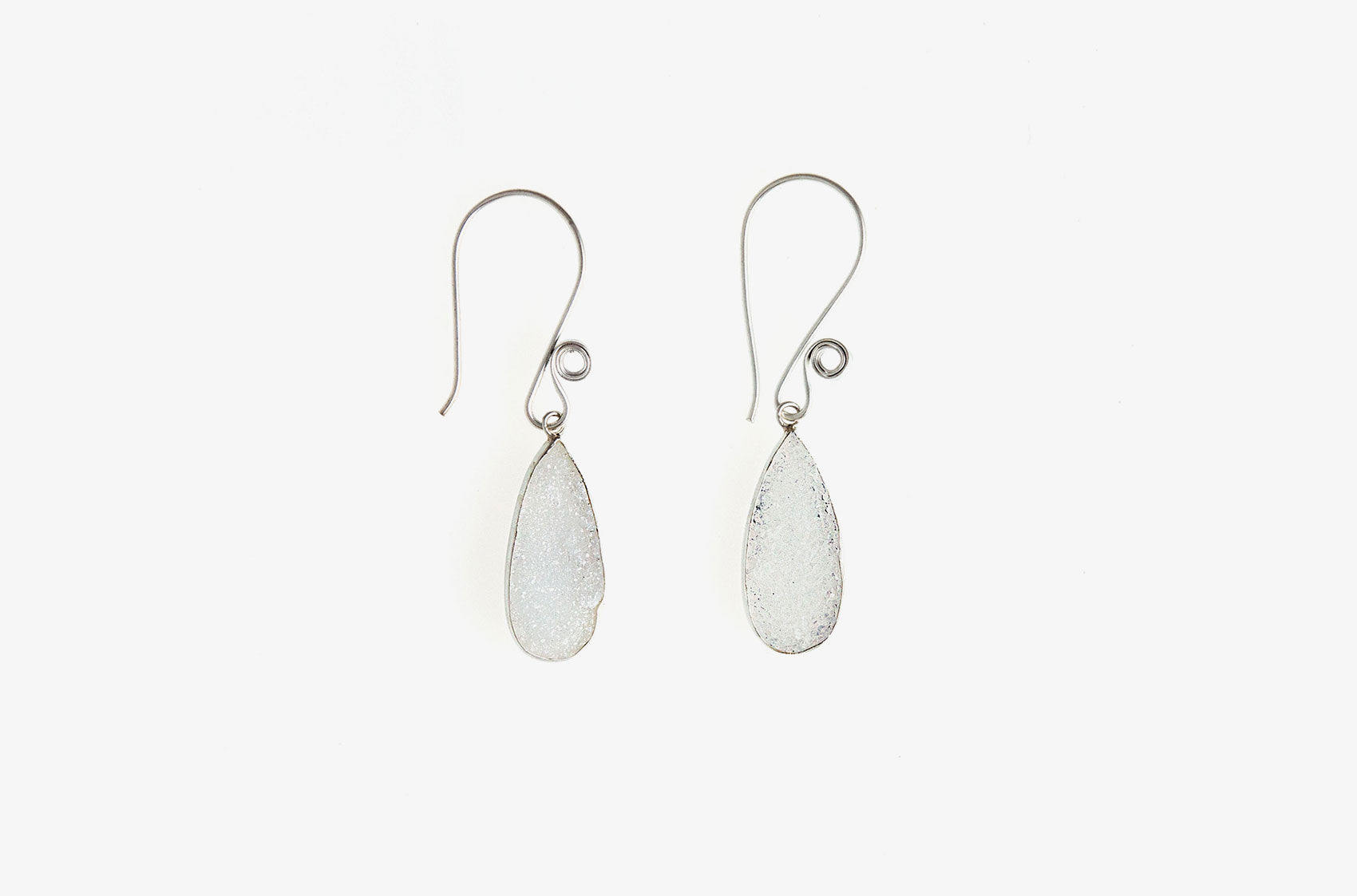 Silver & Stone. Druzy drop earrings