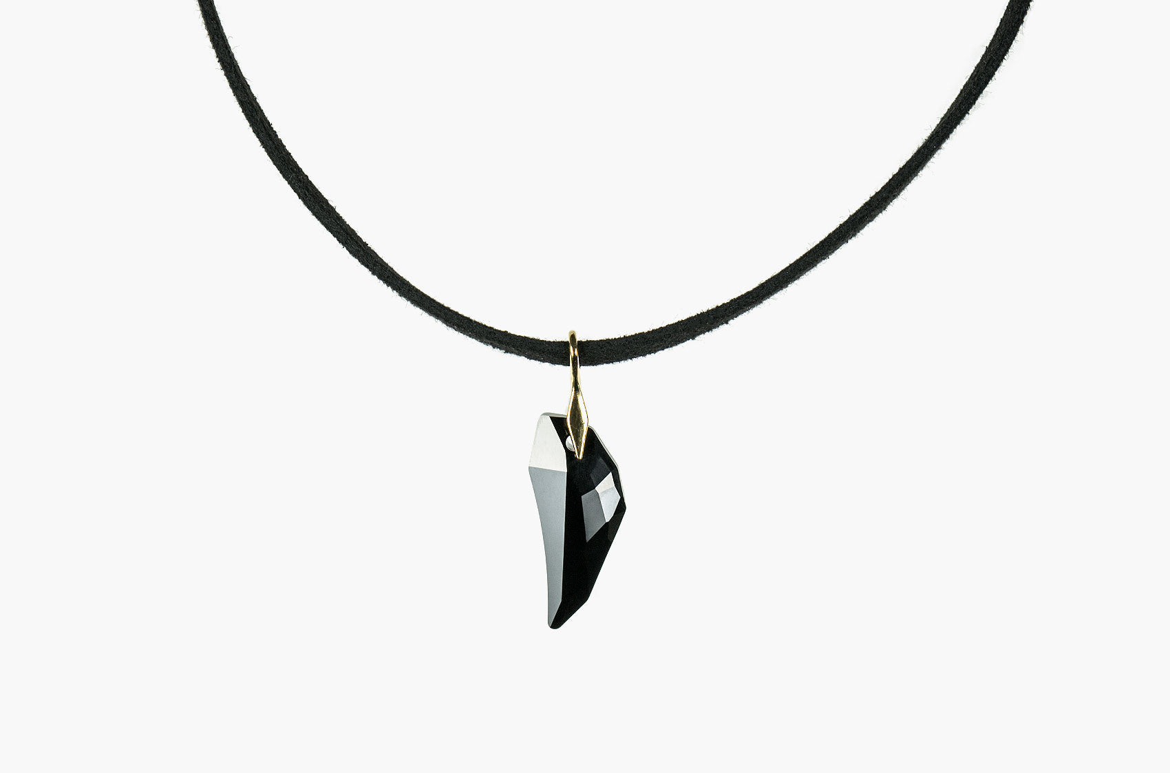 Swarovski Wolf Tooth leather choker black with gold