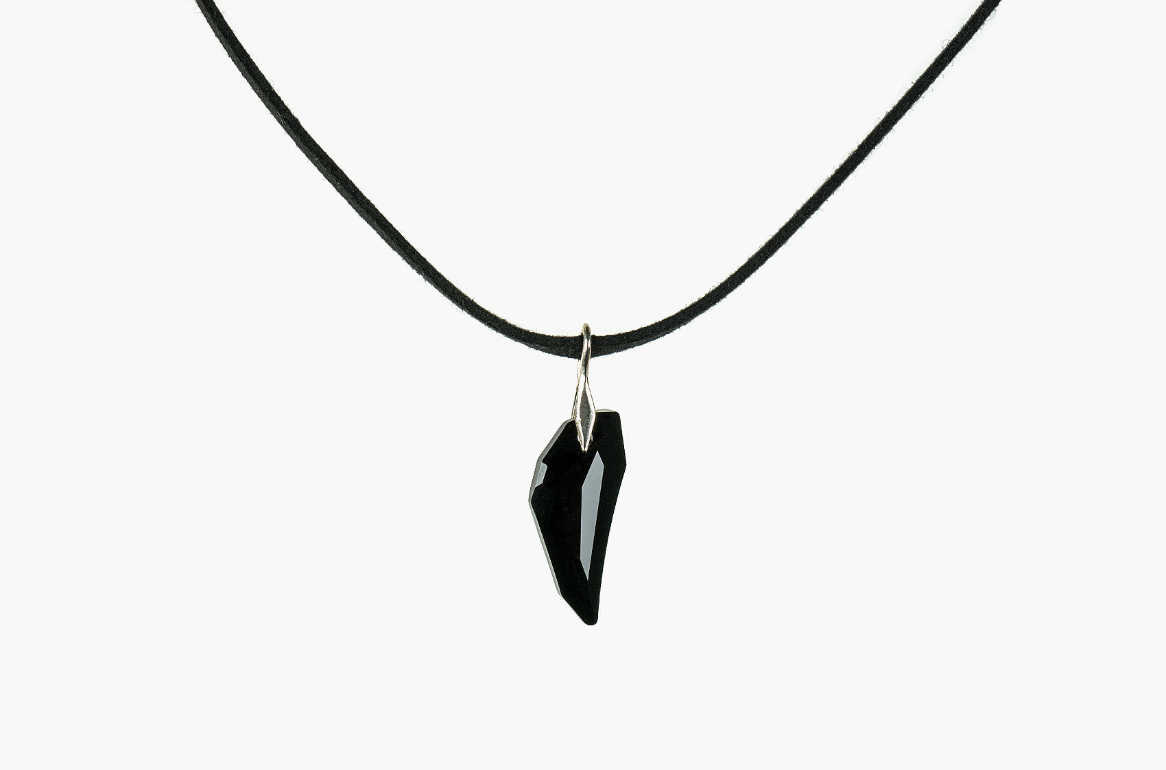 Swarovski Wolf Tooth leather choker black and sterling silver