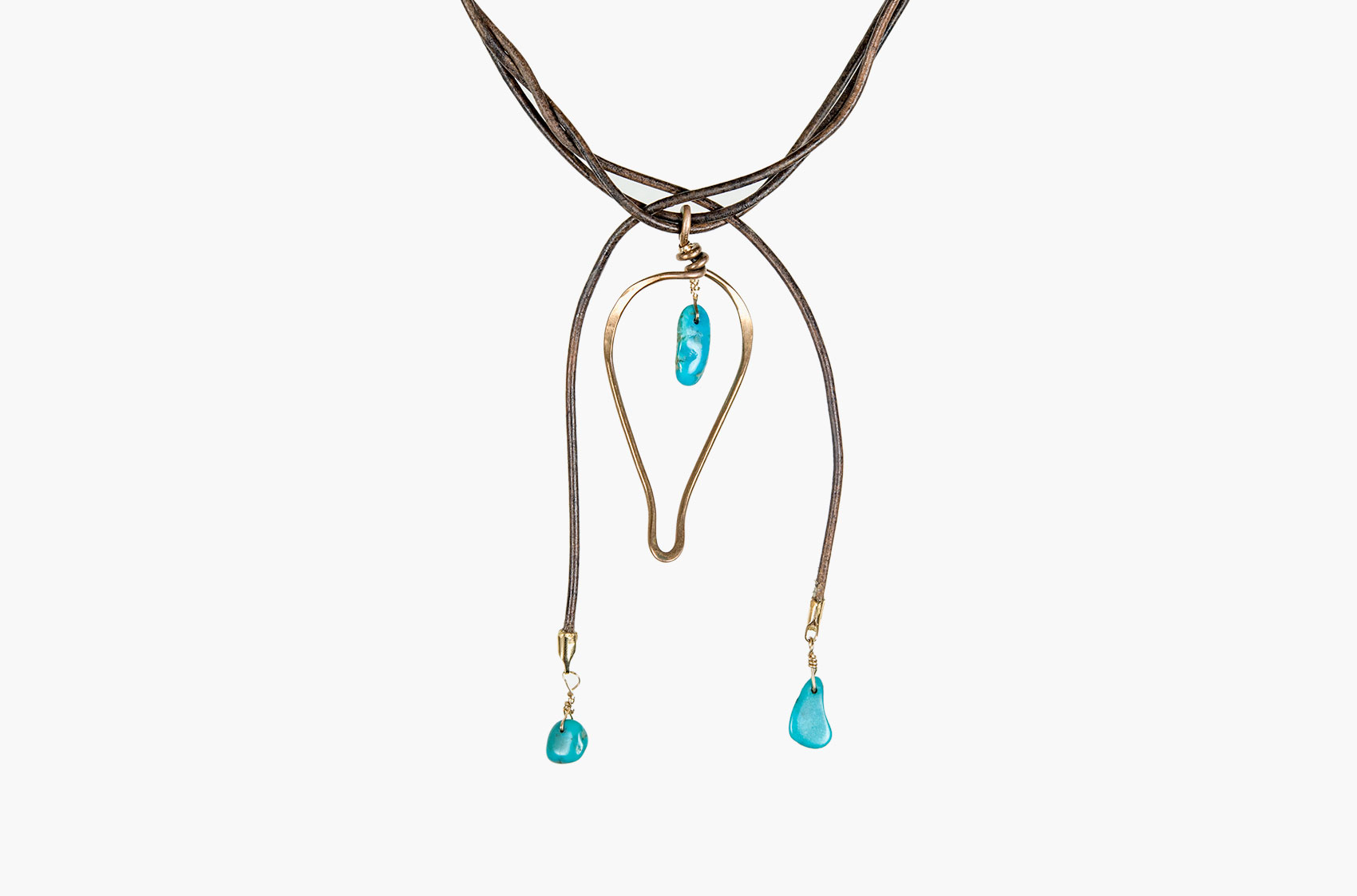 The Tear - Leather Wrap Metro Boho Necklace Gold