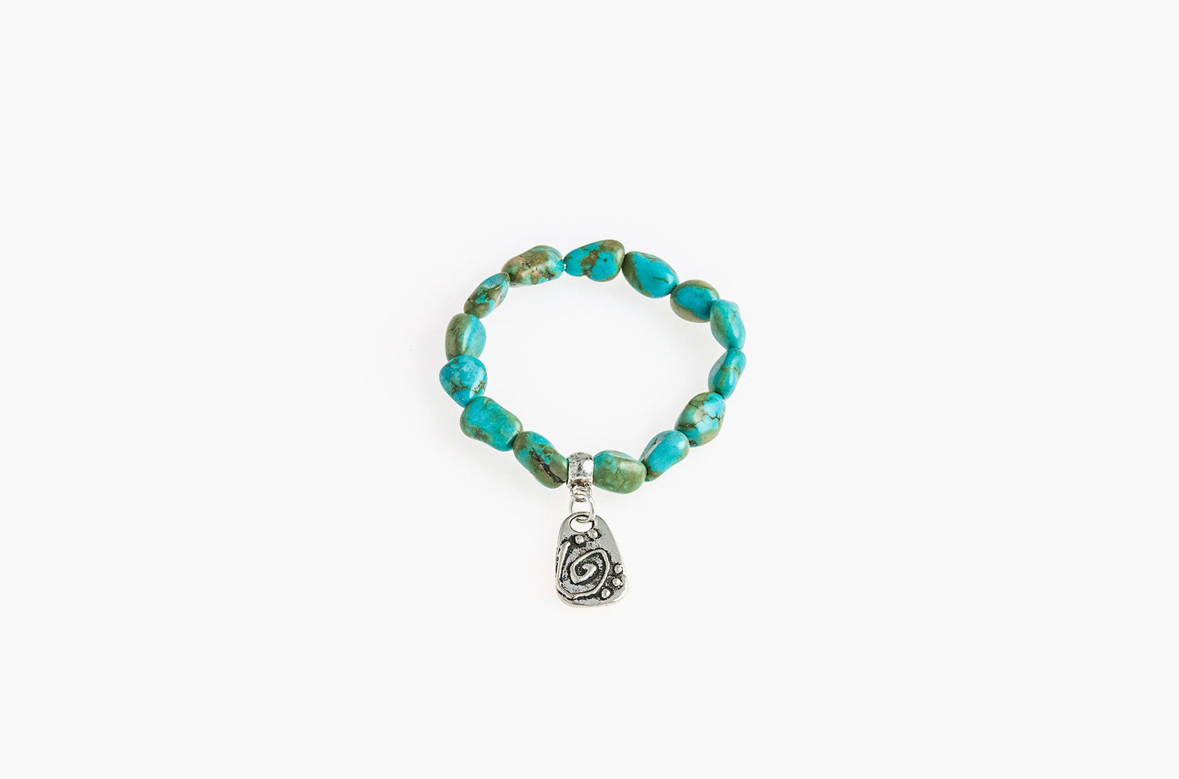 Turquoise nuggets and tribal charm bracelet