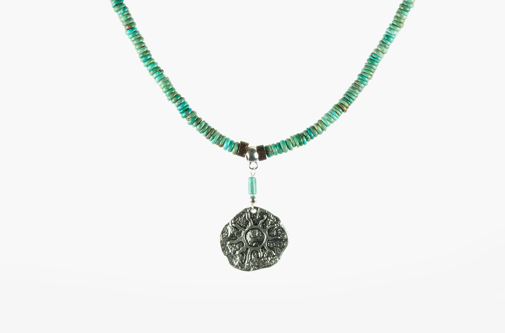 Turquoise sun medallion necklace